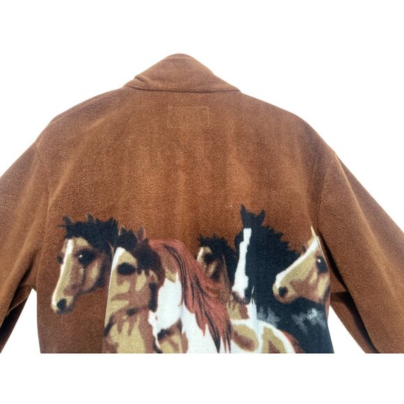 Kokopelli Horses Novelty Fleece Jacket Medium Full Zip Rodeo Cowgirl Cowboy Ranc - Picture 13 of 14